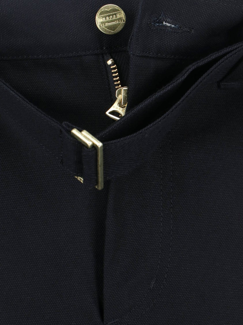 Sacai Duck Wide-Leg Pants With Curved Silhouette And Buckle Belt