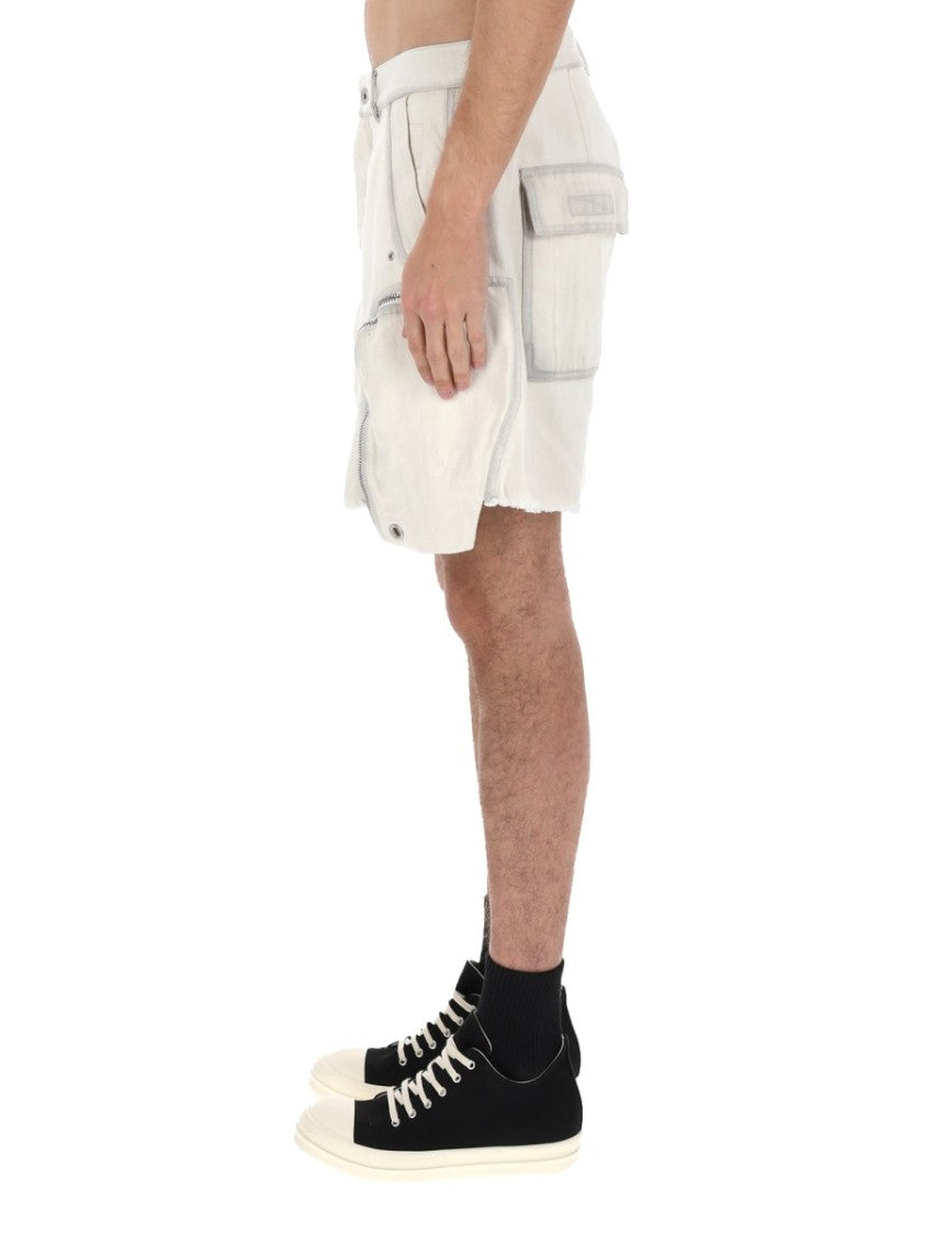 Drkshdw By Rick Owens Neutrals Bauhaus Oversized Zippered Cotton Shorts