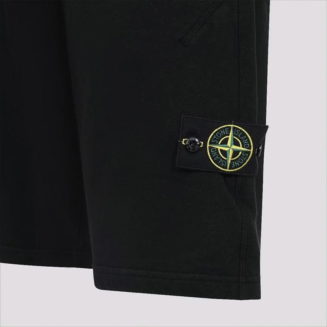 Stone Island Black Shorts With Drawstring Waist And Logo Patch