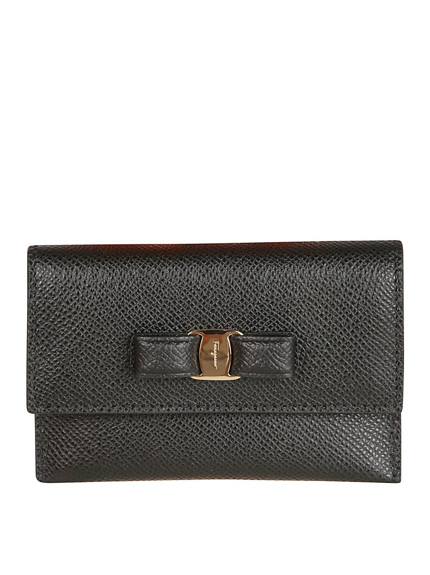 Ferragamo Grained Calf Leather Wallet With Foldover Top