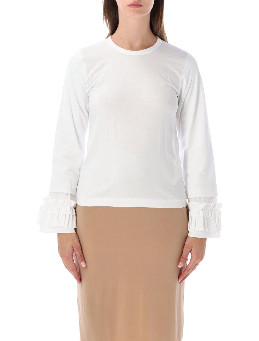 Comme Des Garçons Ruffle-Cuff Long-Sleeve Cotton T-Shirt
