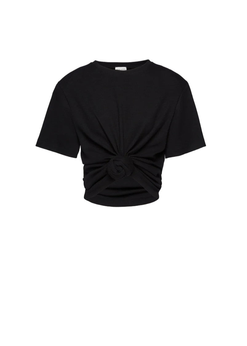 Magda Butrym Cropped Ribbed T-Shirt With Knotted Detail