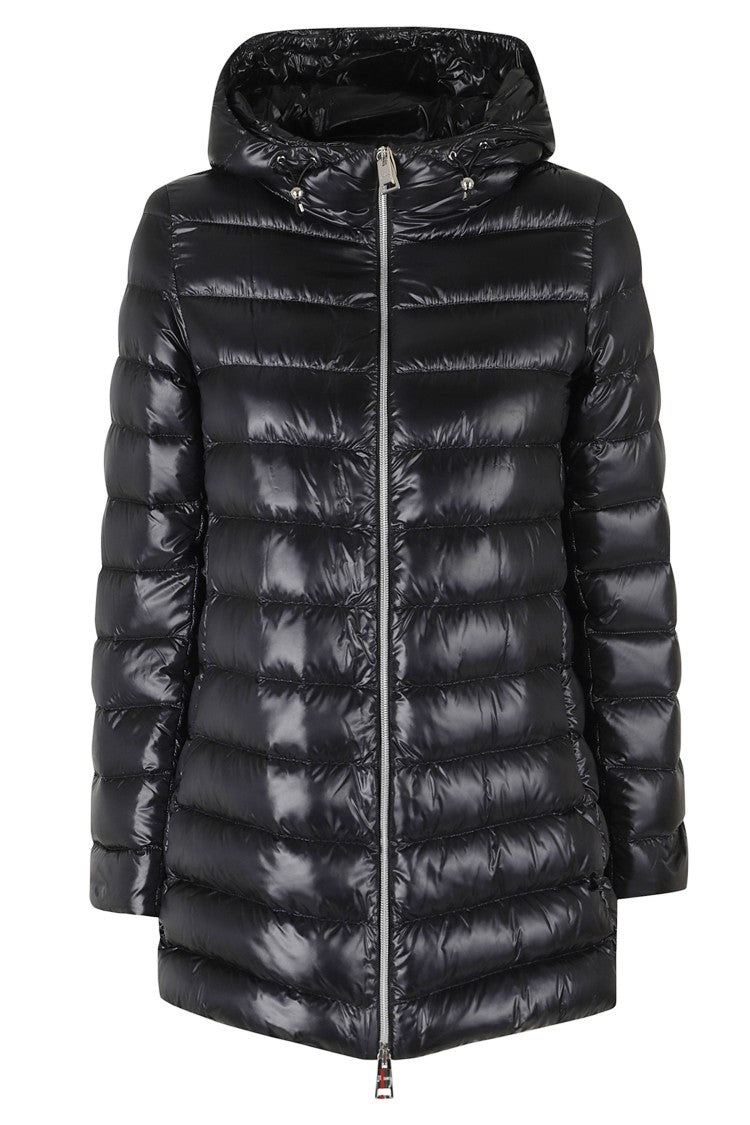 Herno Black A Shape Fixed Hood Double-Slider Zip Polyamide Down Jacket