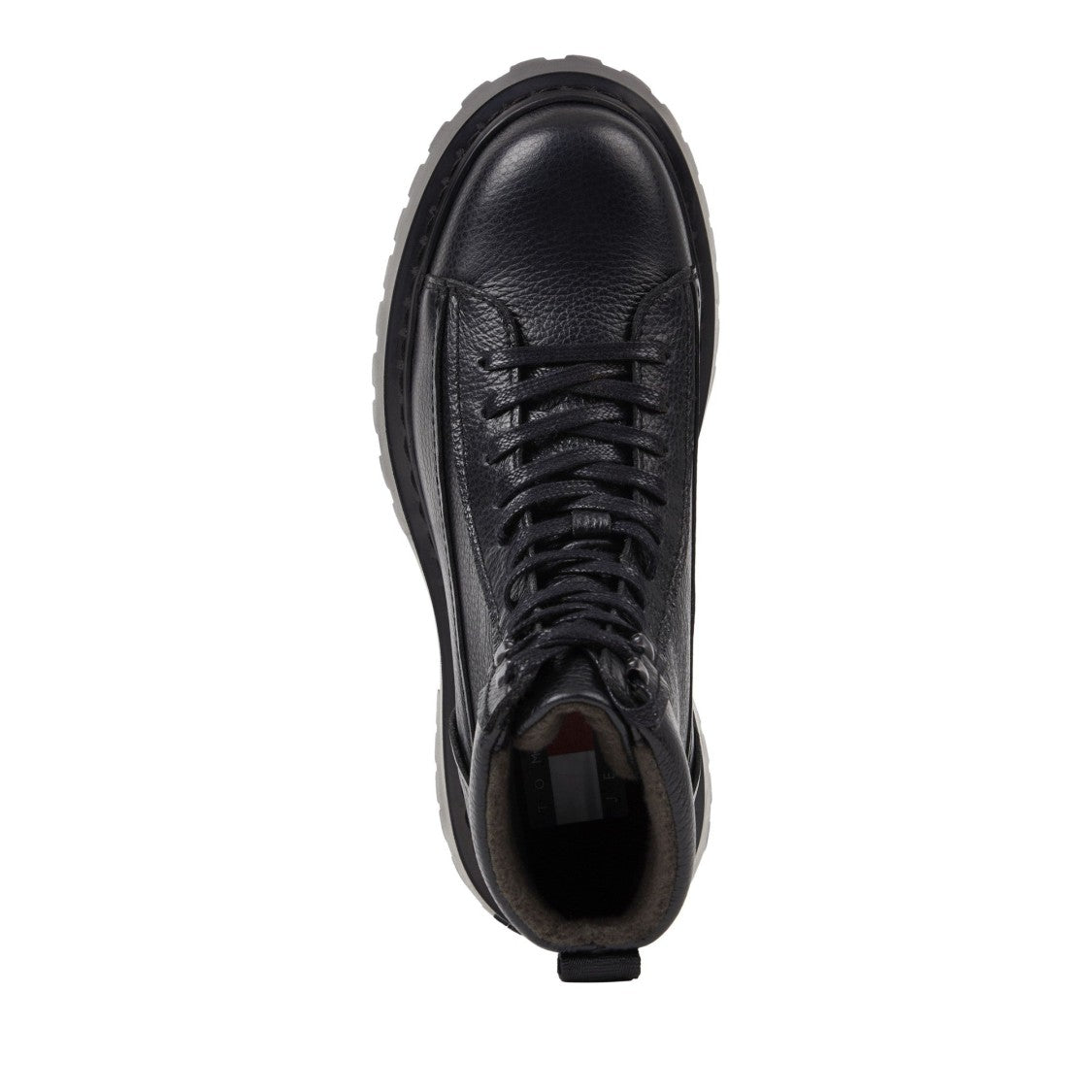 Tommy Jeans Black Rugged Padded Collar Leather Boots