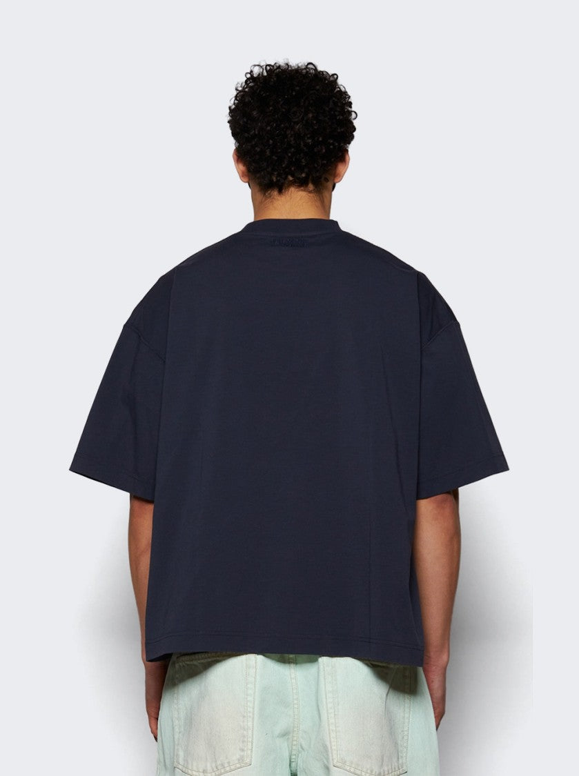 Vetements Vtm World Cropped Boxy Tee Navy
