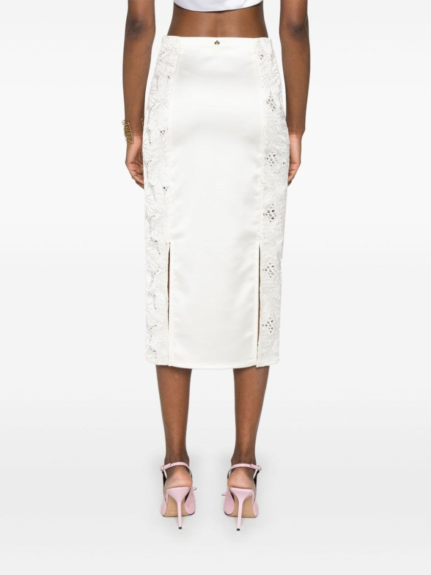 Genny Multi-Panel Satin Skirt With Rear Slit