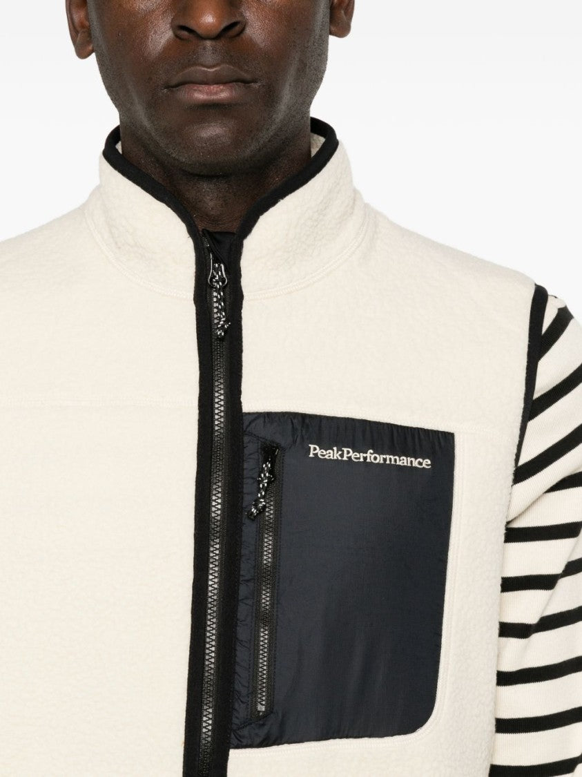 Peak Performance Textured High-Collar Zippered Sleeveless Jacket