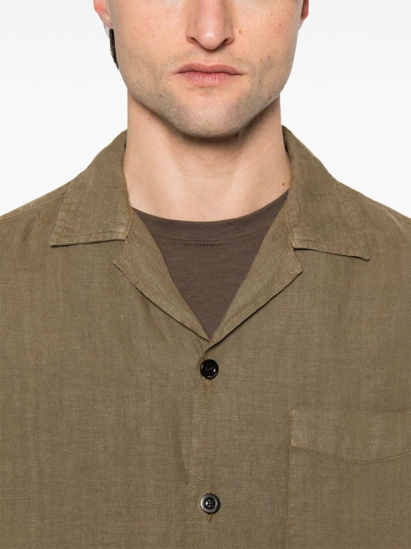 Boglioli Olive Green Relaxed-Fit Overshirt With Button Fastening