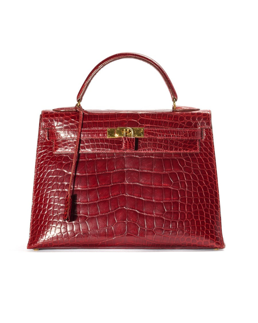 Hermès Kelly Bag 32 Red Alligator Saddle Bag