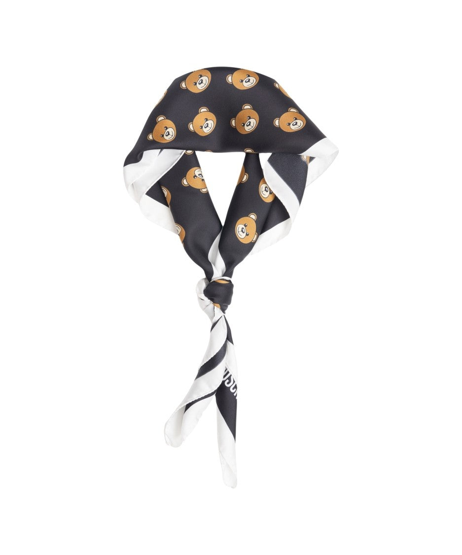 Moschino Silk Scarf With Teddy Bear Motif