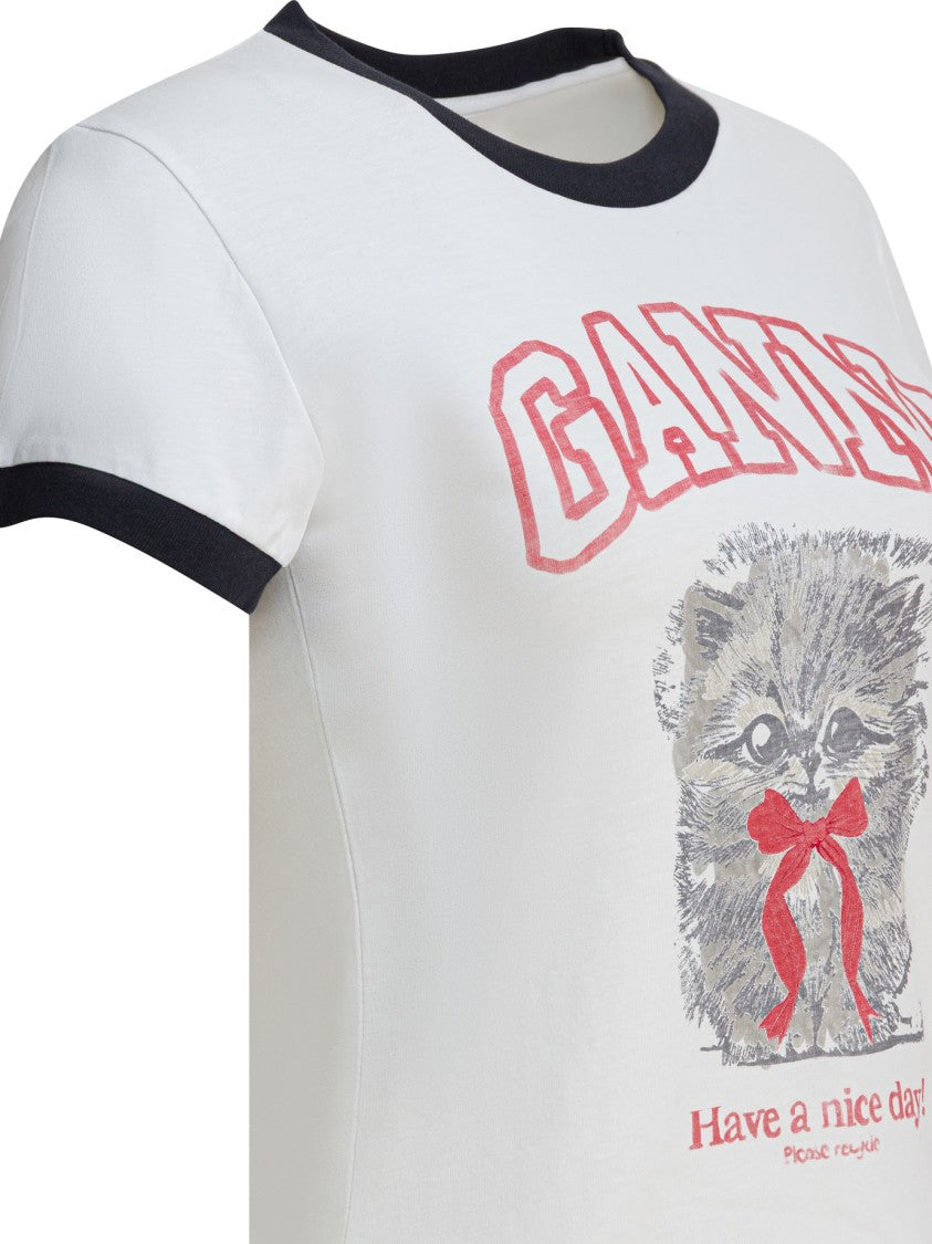 Ganni "Kitty" Cotton T-Shirt