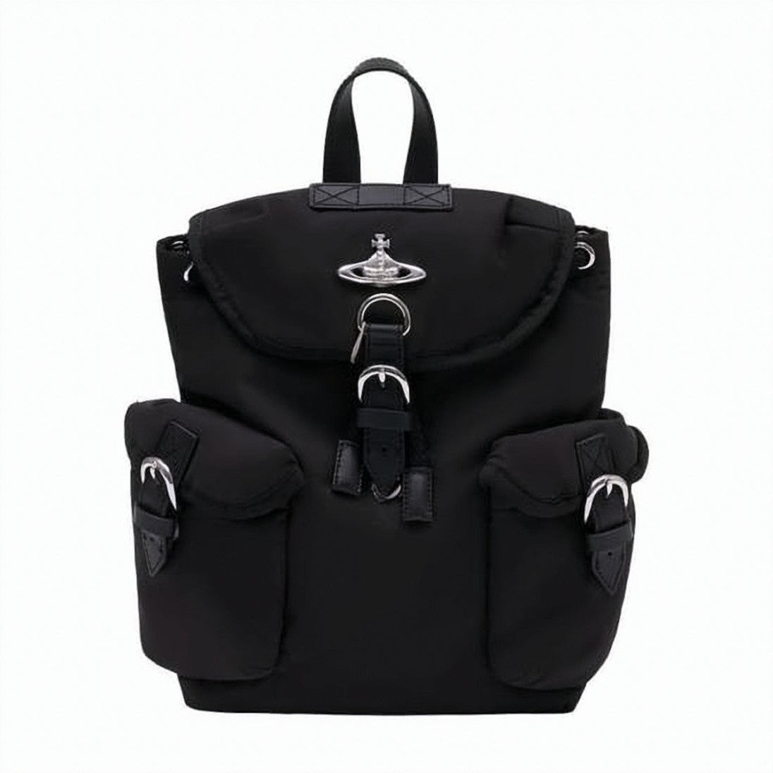 Vivienne Westwood Black Polyester Backpack With Silver Emblem
