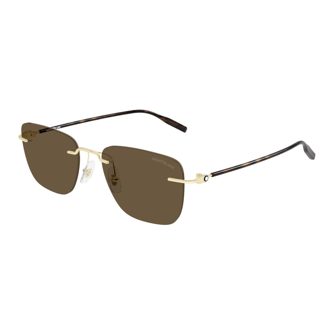 Montblanc Rimless Sunglasses With Rectangular Brown Lenses