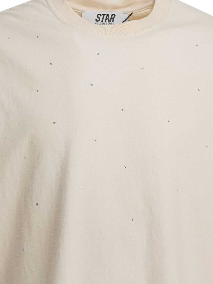 Golden Goose Dropped-Shoulder Star Print T-Shirt In Distressed Cotton