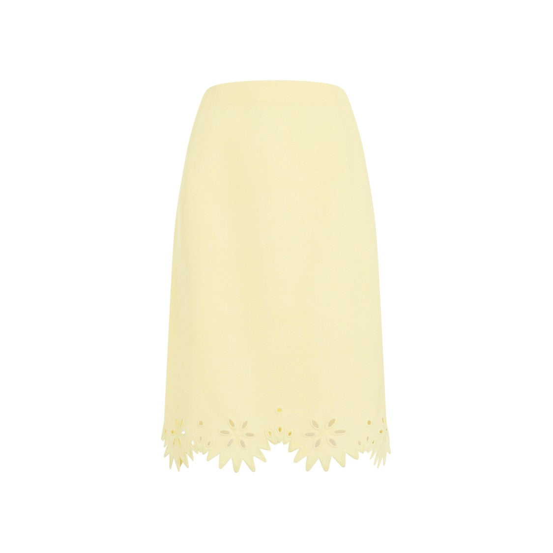 Bottega Veneta Grainy English Embroidery Yellow Viscose Midi Skirt