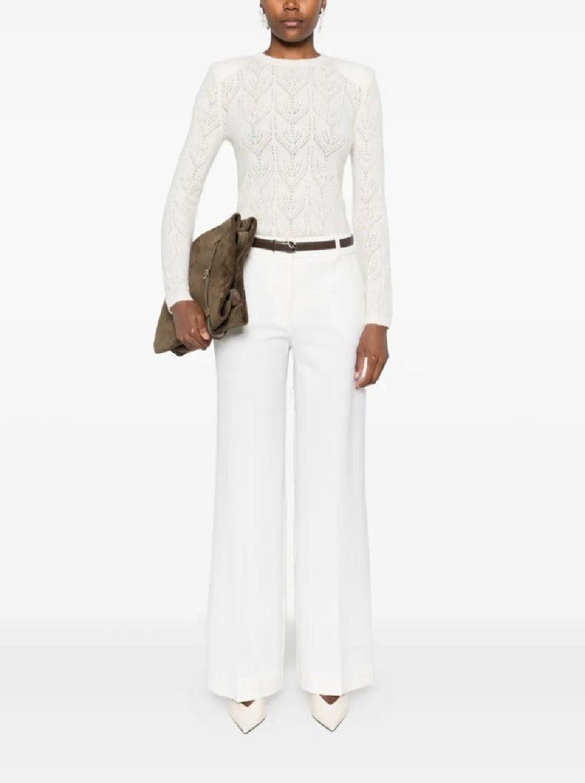 P.A.R.O.S.H. Delicate Knit Sweater With Leaf-Like Openwork Pattern