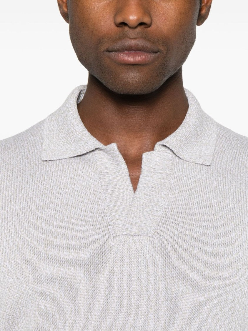 Lardini Grey Polo T-Shirt With Subtle Texture