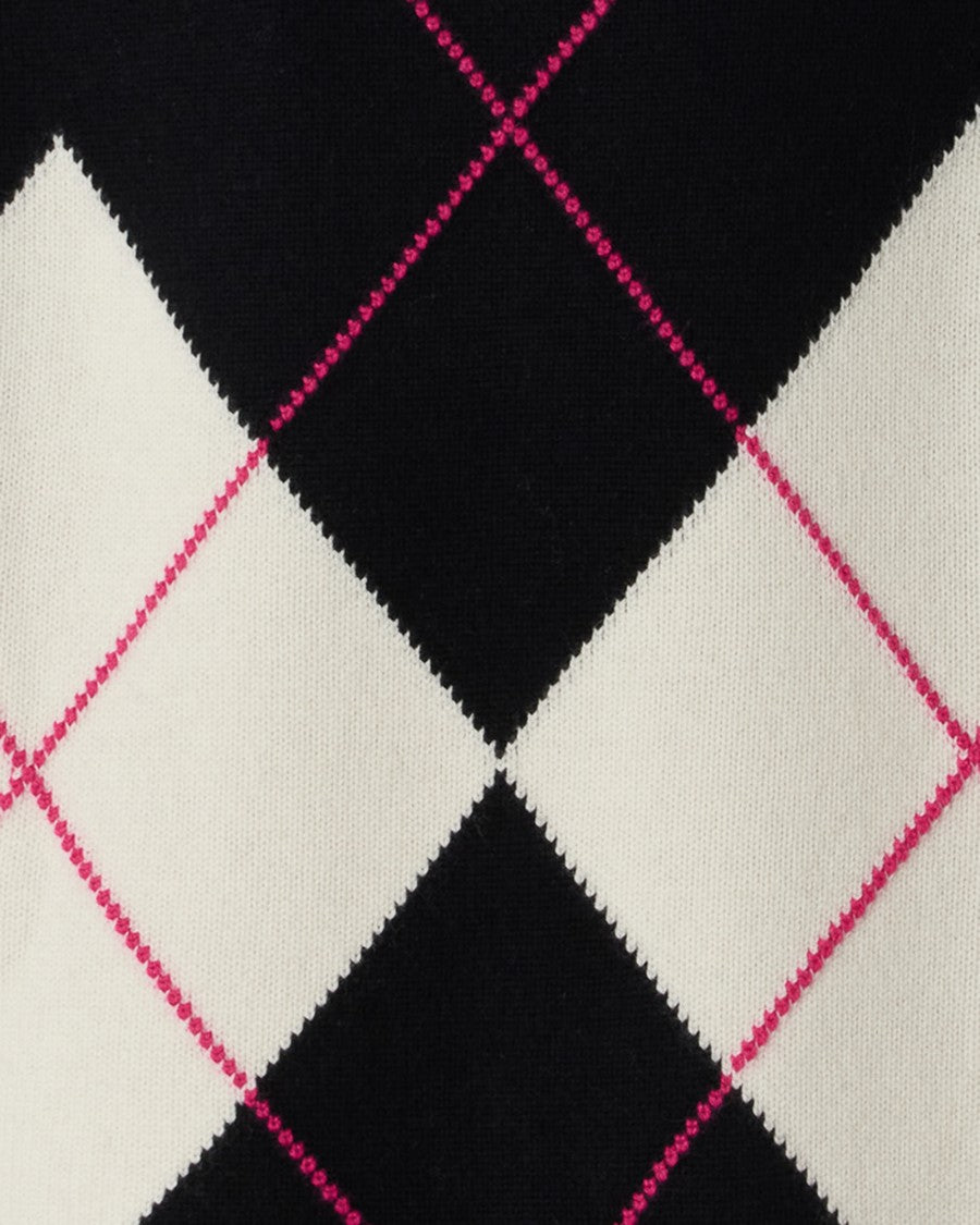 Pinko Intricately Woven Black And White Argyle Sweater