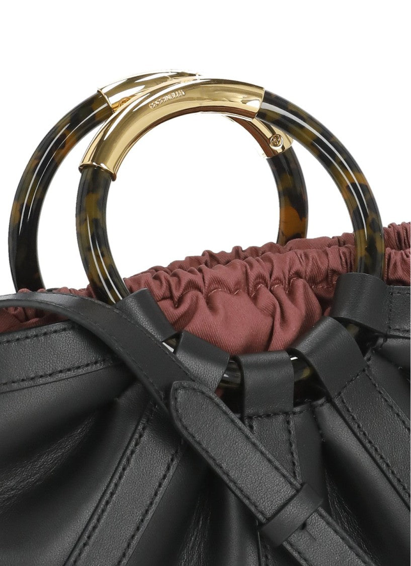 Coccinelle Medium Shoulder Bag With Pleated Detailing And Tortoiseshell Accents