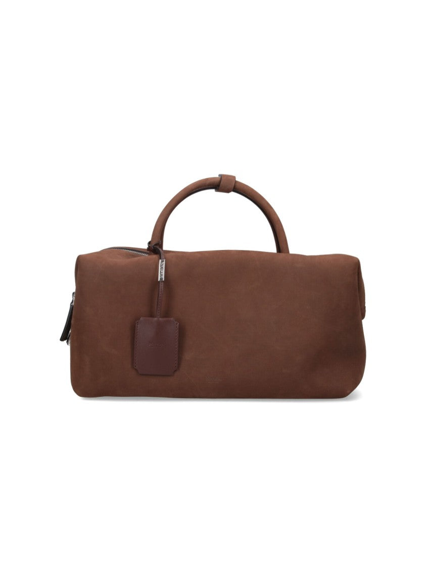 Max Mara Medium Suede Holdall Bag With Removable Charm And Shoulder Strap