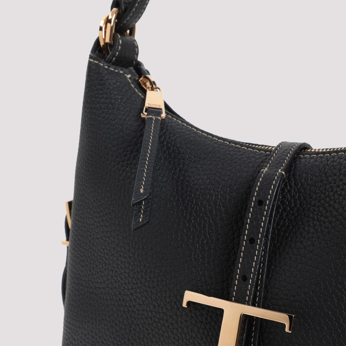 Tod's Tse Black Grained Leather Shoulder Bag