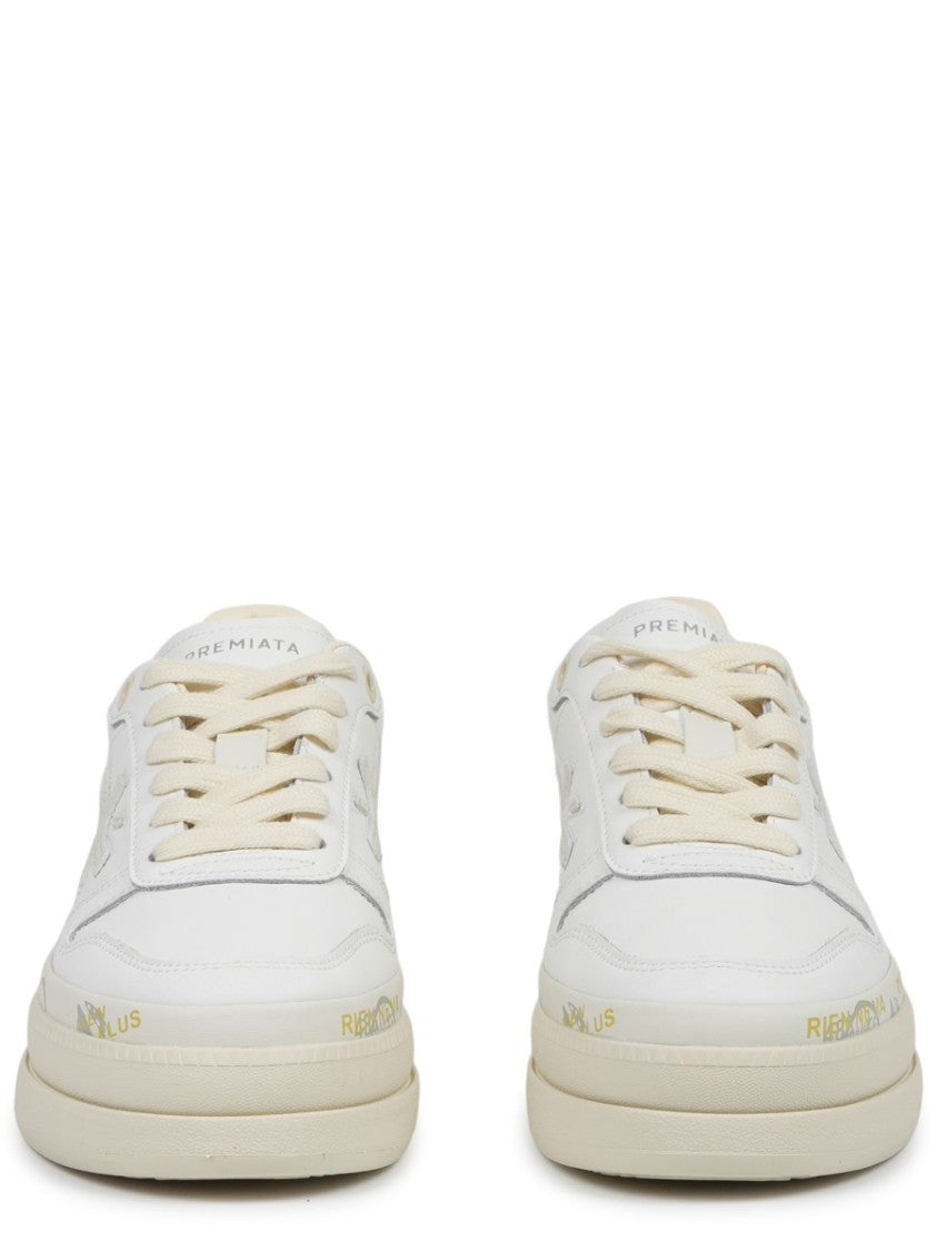 Premiata Off-White Micol Leather Tonal Branding Sneakers