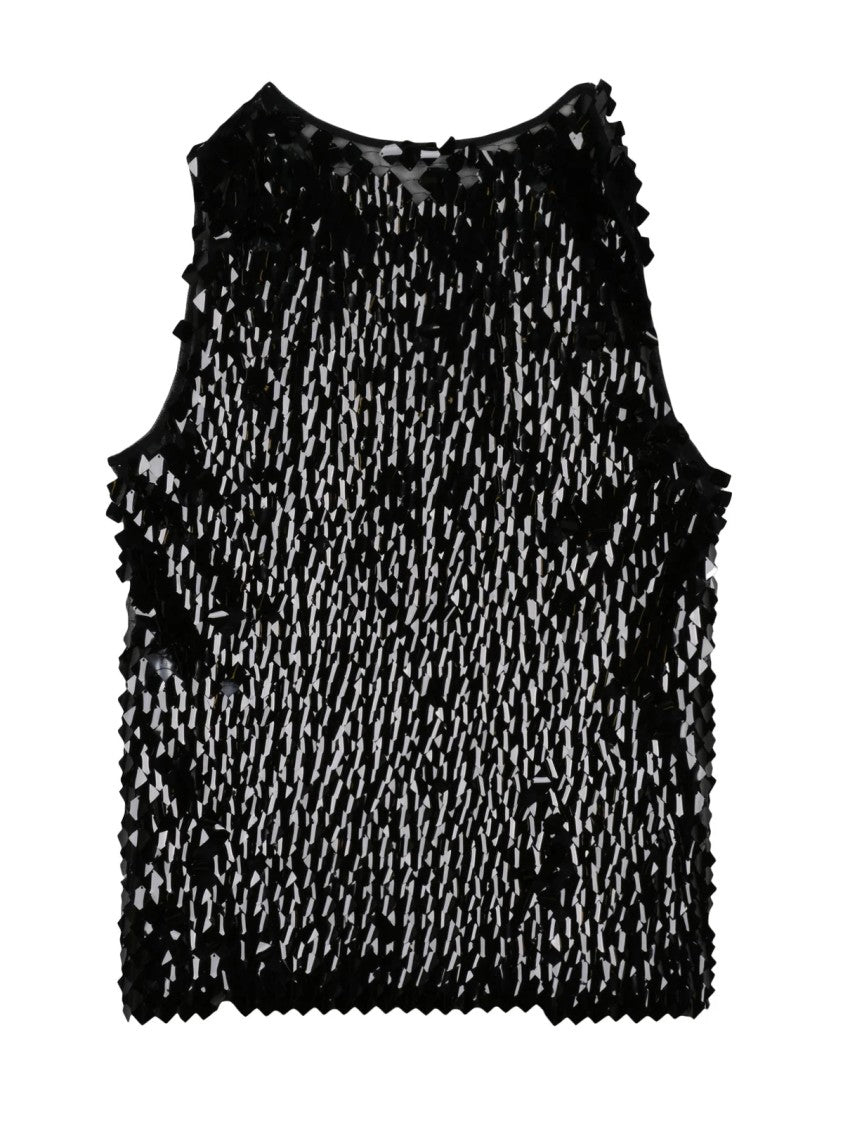 Niccolò Pasqualetti Black Sequined Sleeveless Top