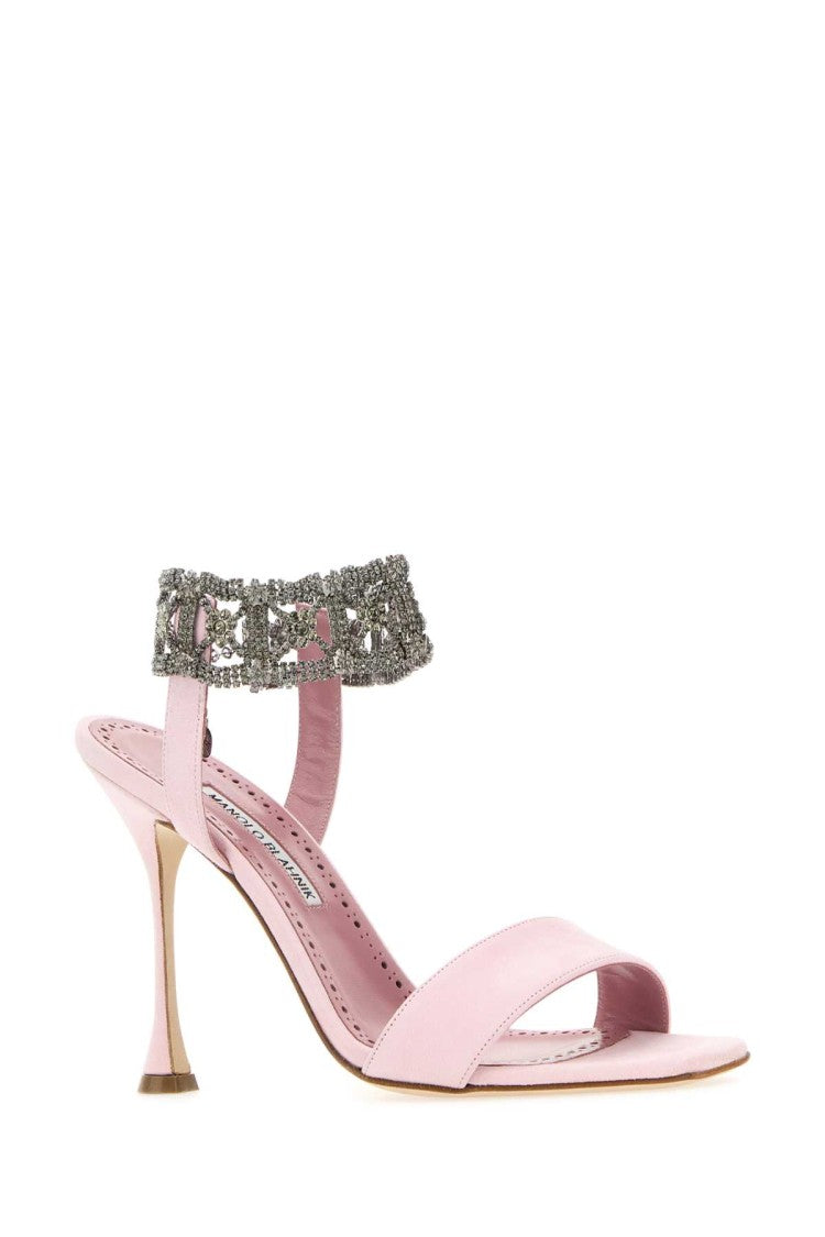 Manolo Blahnik Pastel Pink Suede Lierasan Sandals