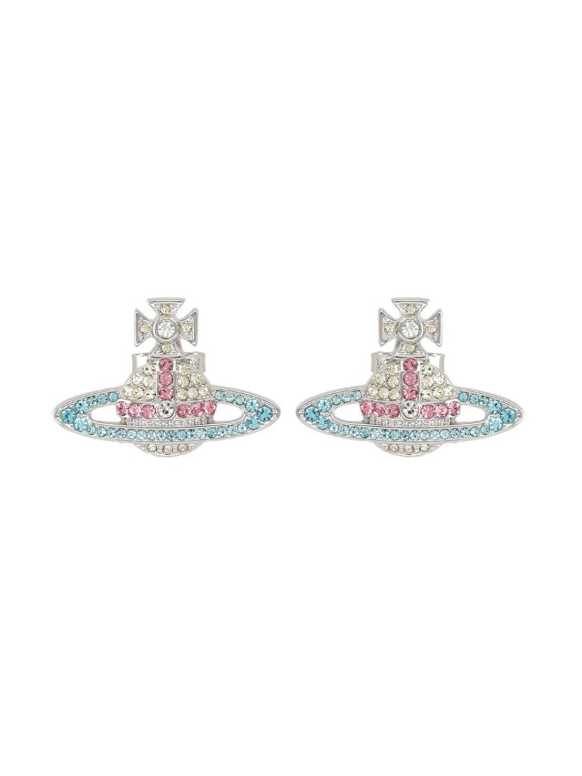 Vivienne Westwood Small Planet-Shaped Stud Earrings With Crystal Accents