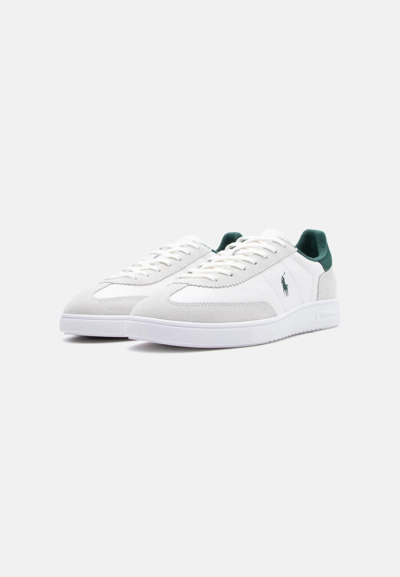 Polo Ralph Lauren Low-Top White Leather Sneakers With Suede Overlays