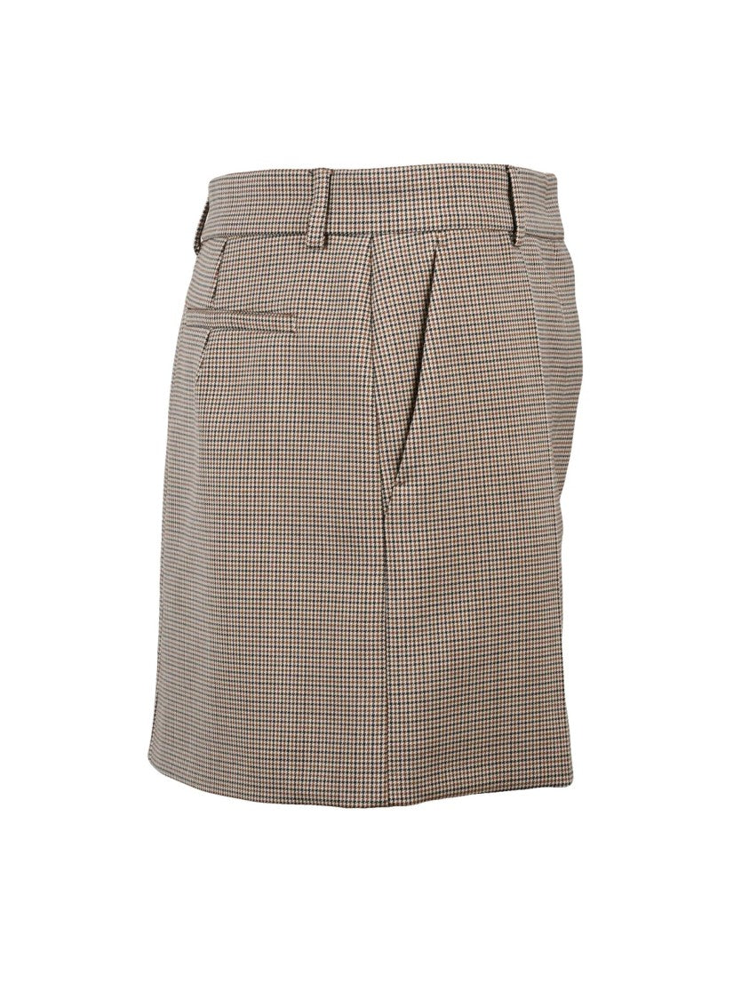 Sportmax Checkered Beige Wool-Polyester Blend Mini Skirt
