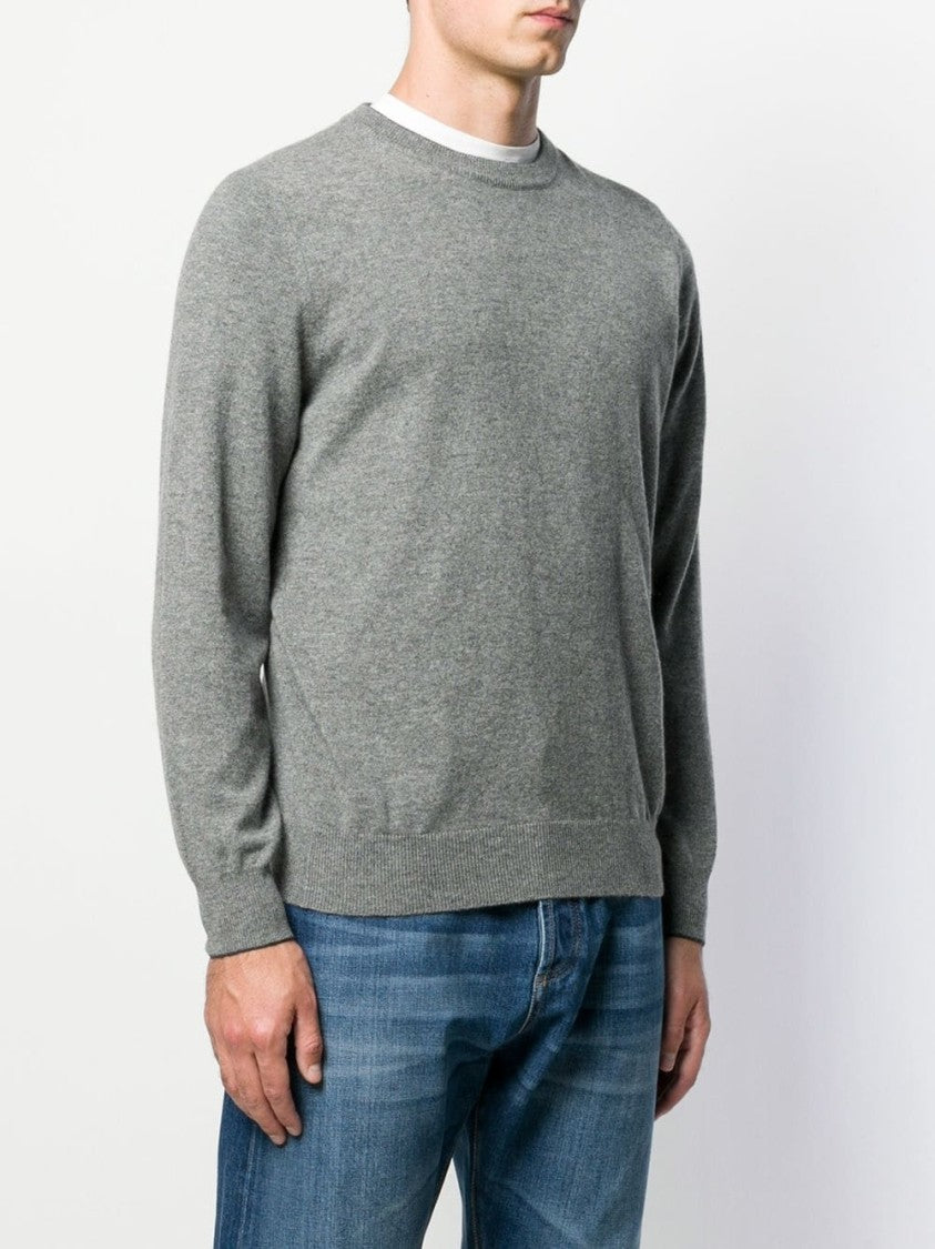 Brunello Cucinelli Grey Wool Crew Neck Long Sleeve Knitwear