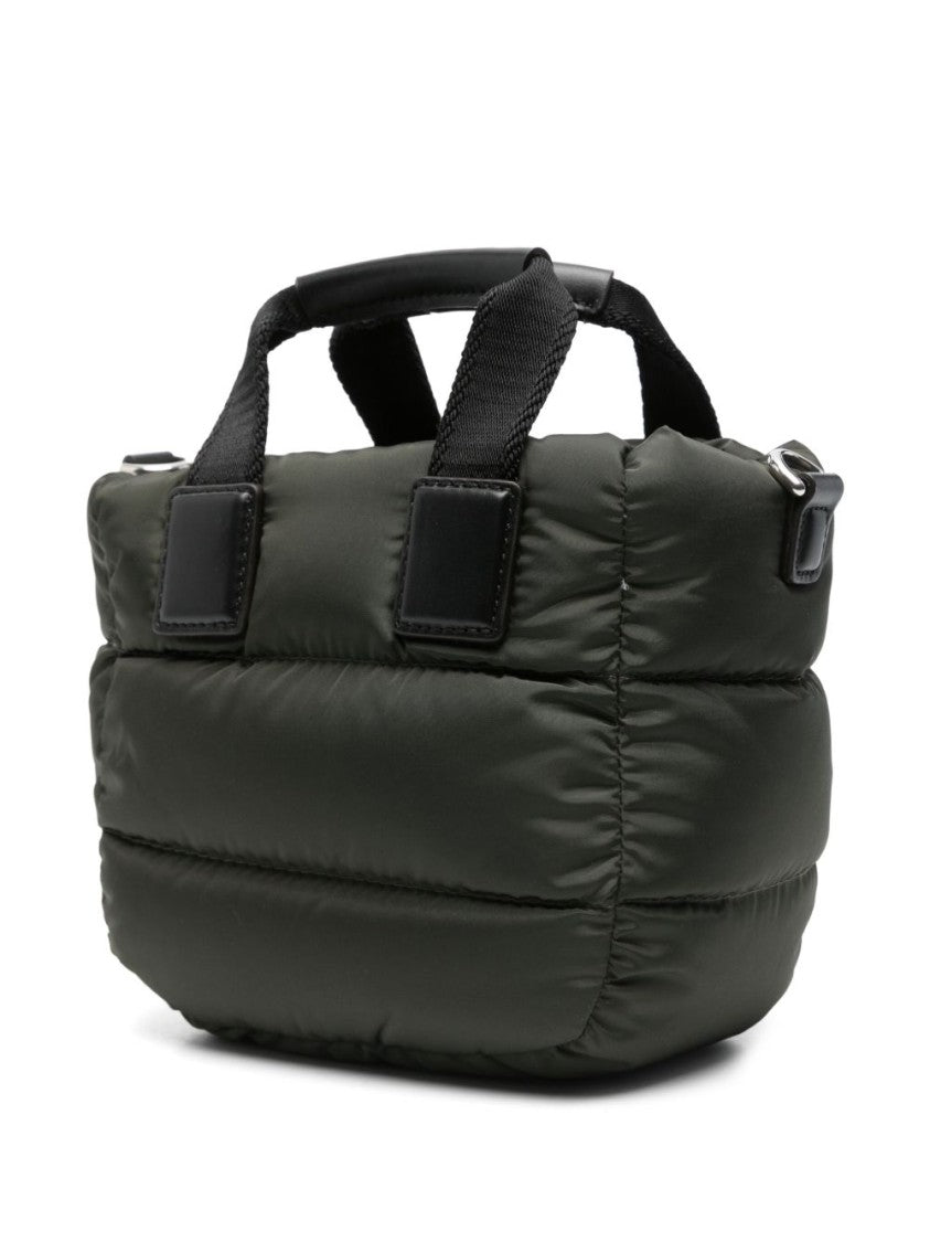 Moncler Quilted Khaki Handbag With Adjustable Shoulder Strap