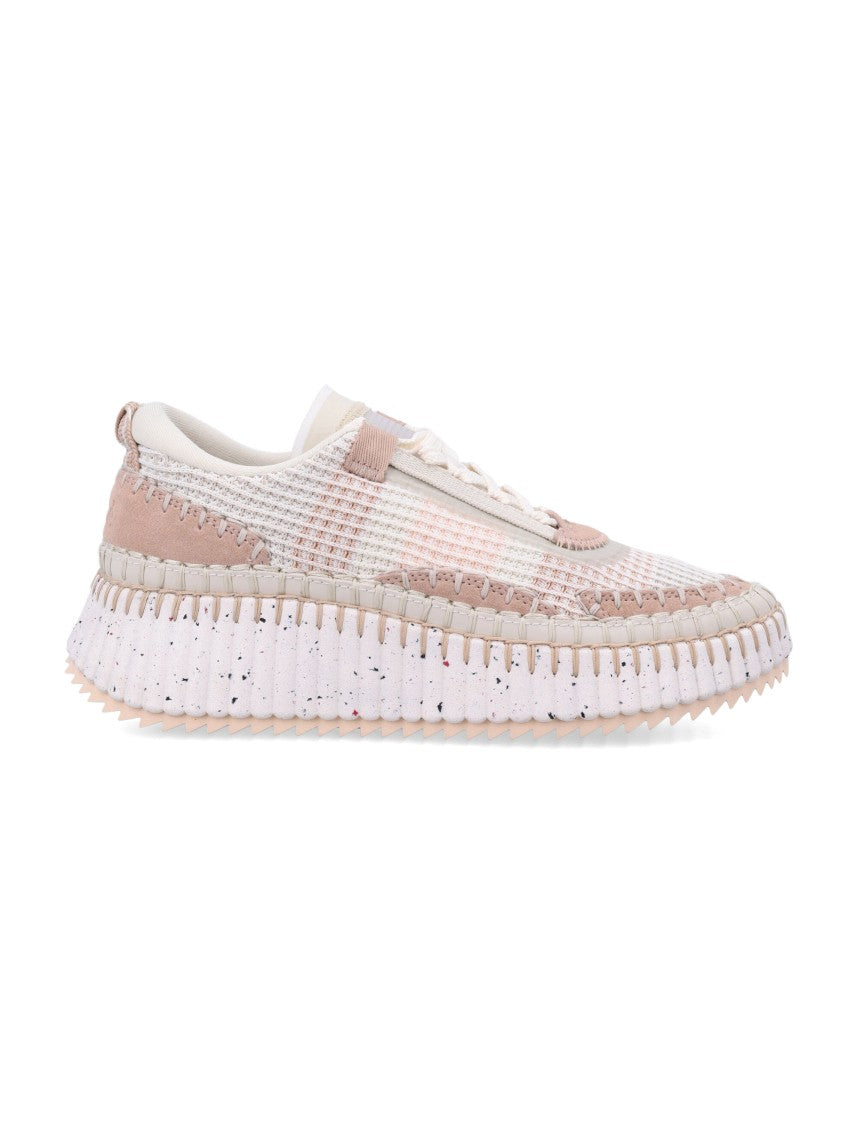 Chloé Hand-Stitched Mesh Sneakers With Suede Inserts