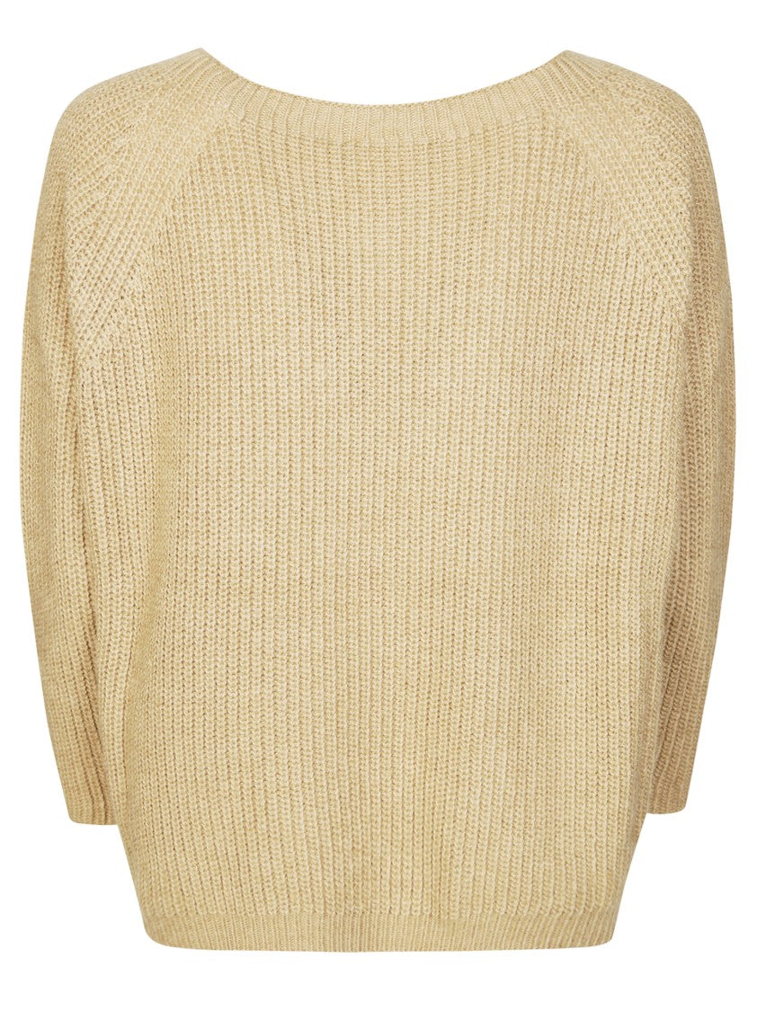 Max Mara Long-Sleeved Top With Deep V-Neckline And Minimalist Design