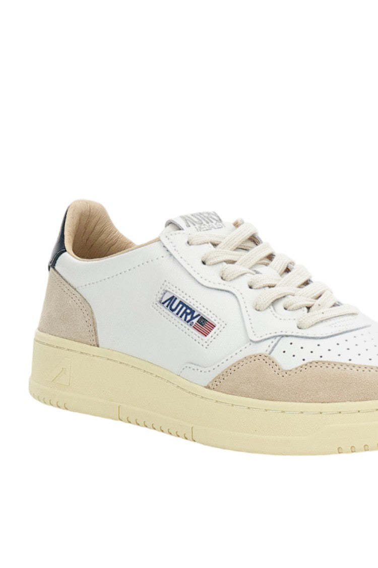 Autry White Medalist Low Leather Suede Sneakers