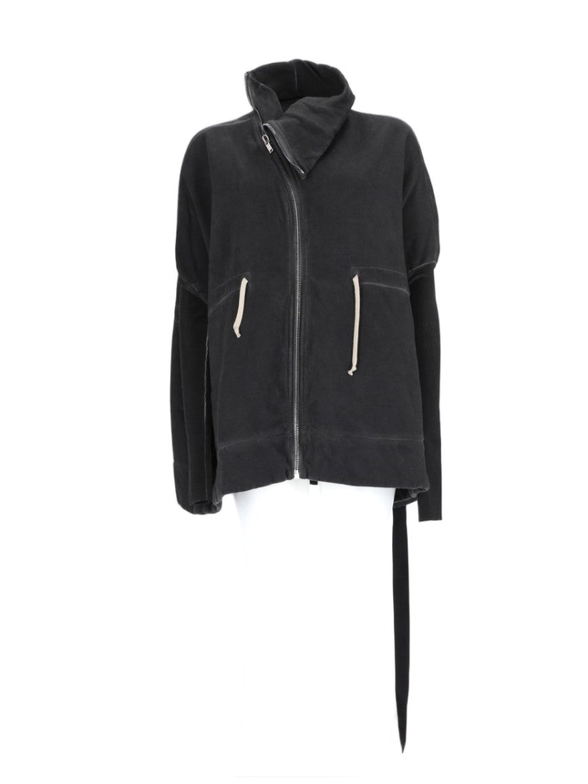 Drkshdw By Rick Owens Mountain High Collar Asymmetrical Zip Cotton Jacket