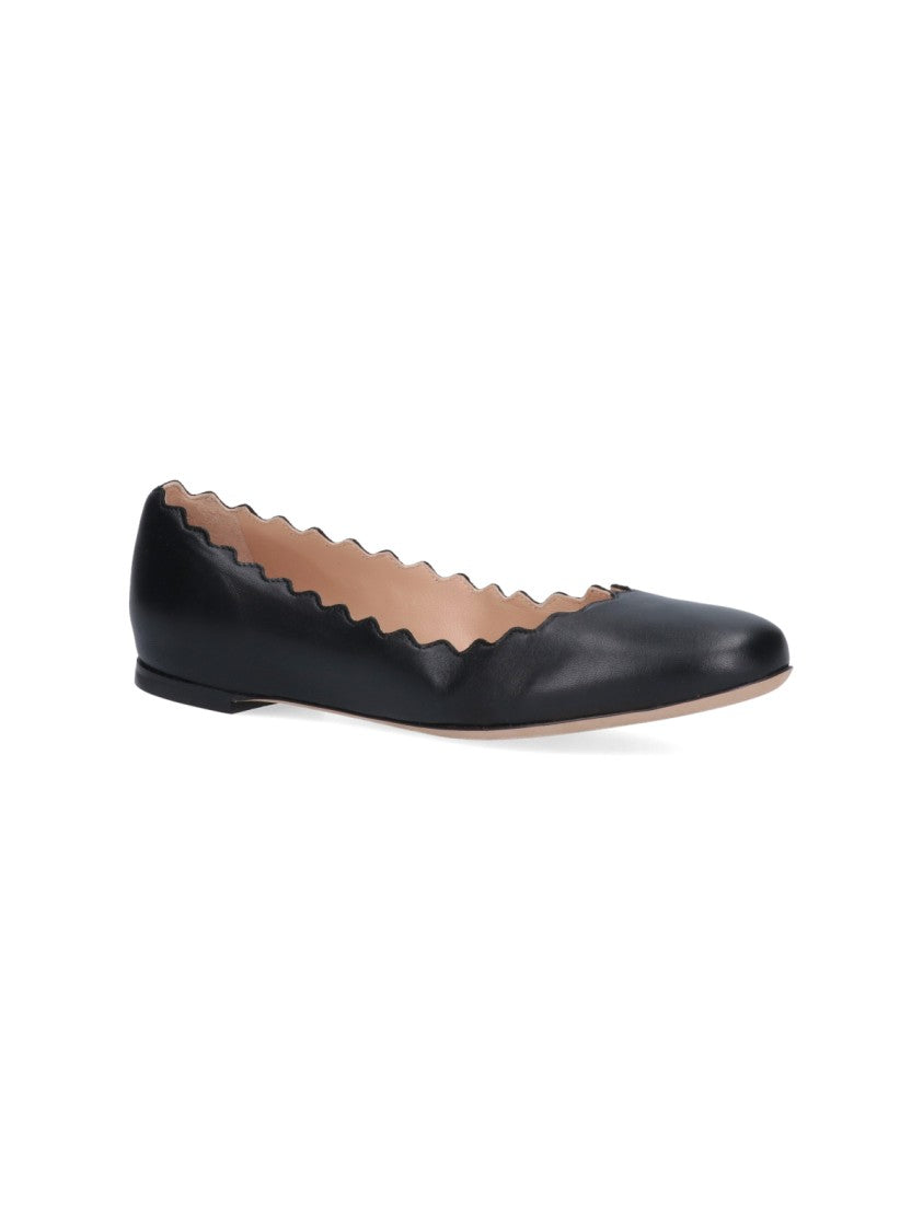 Chloé Pointed-Toe Scalloped-Edge Flats