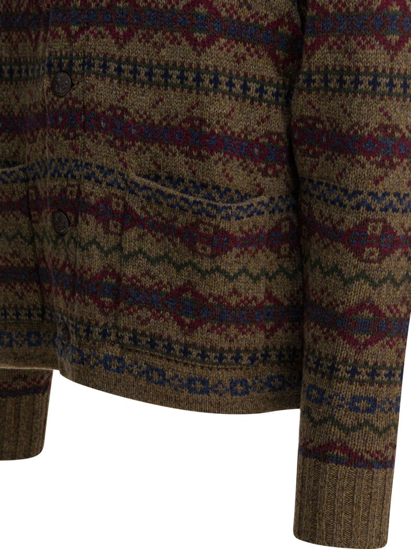 Rrl By Ralph Lauren Patterned Wool Cardigan With Shawl Collar