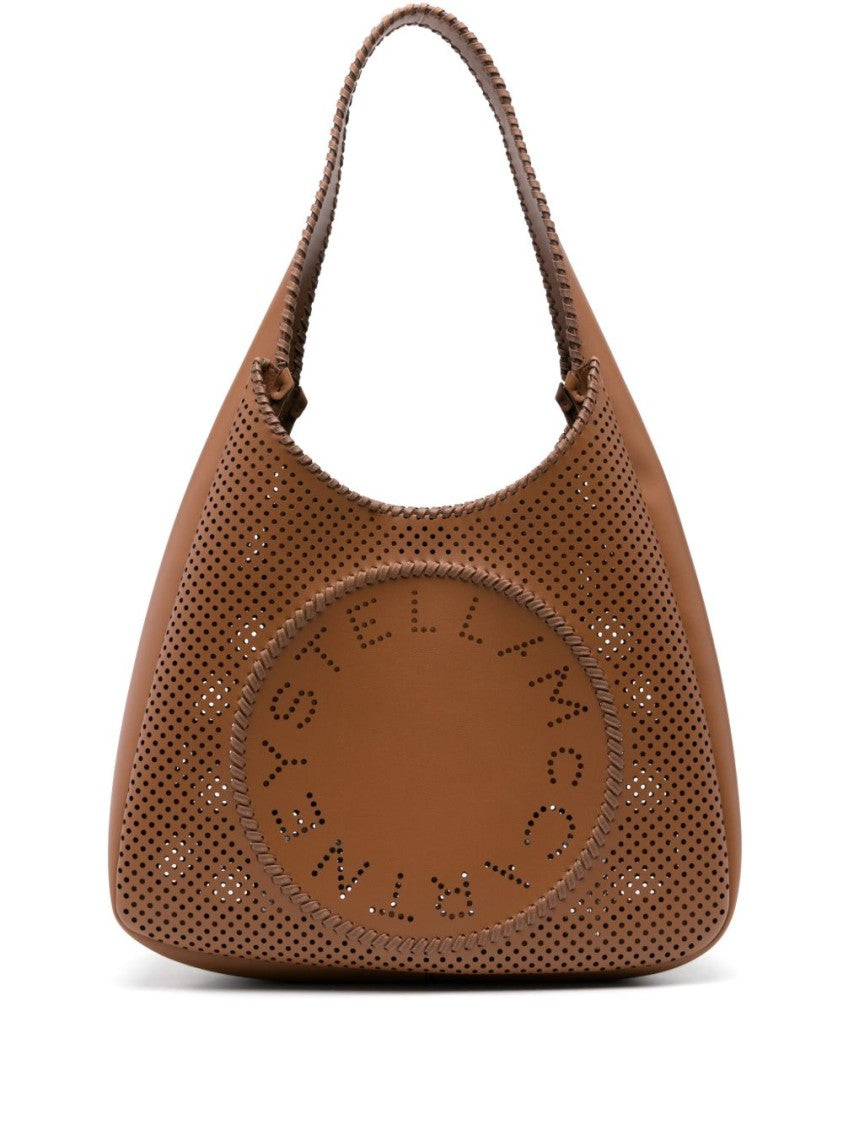 Stella Mccartney Camel Brown Shoulder Bag With Circular Logo