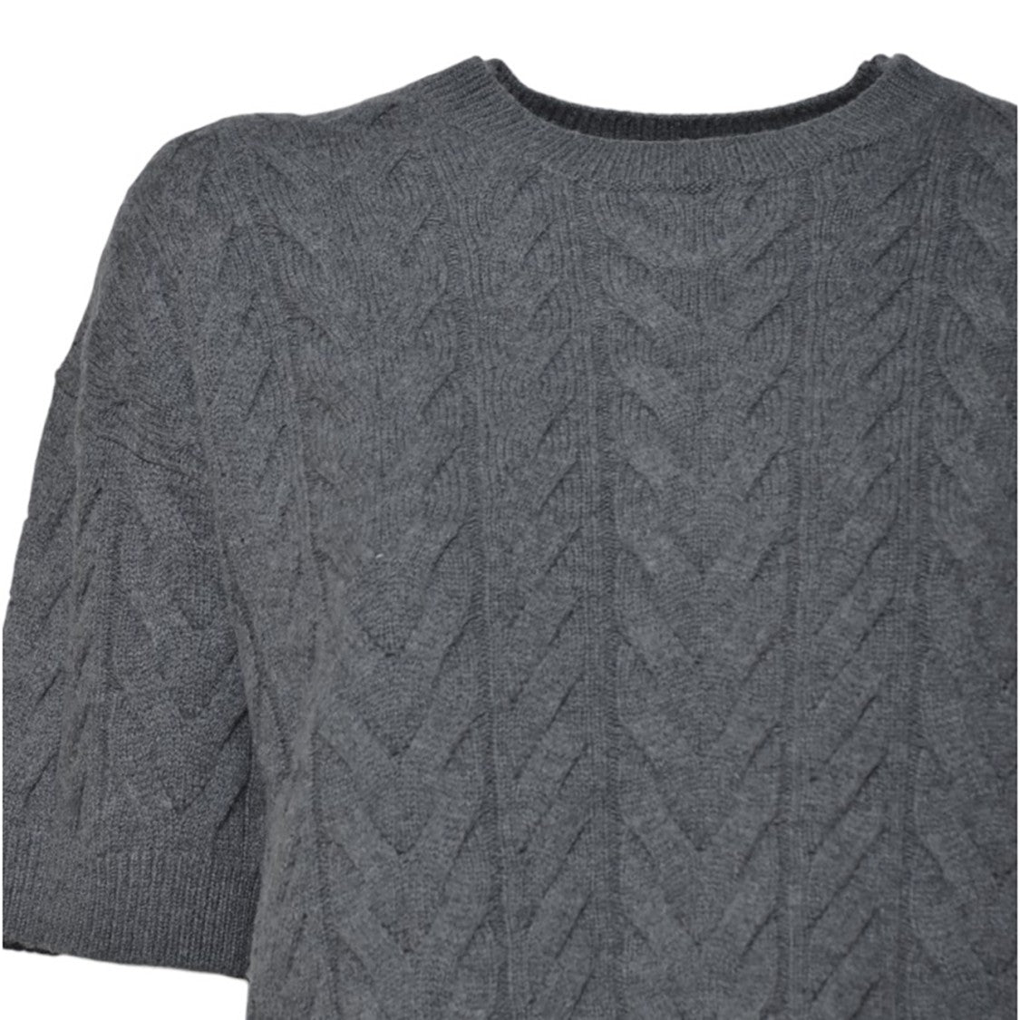 Max Mara Textured Cable Knit Cropped Sweater With Relaxed Fit