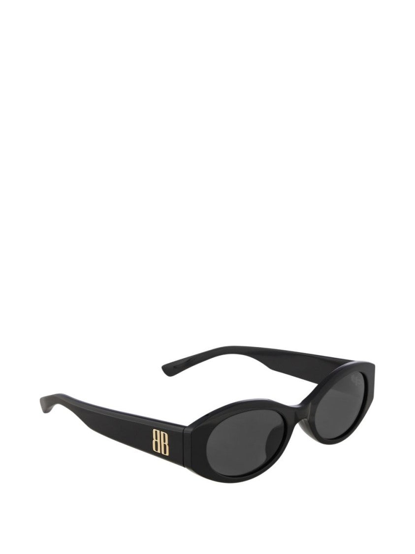 Balenciaga Oval-Frame Black Acetate Sunglasses