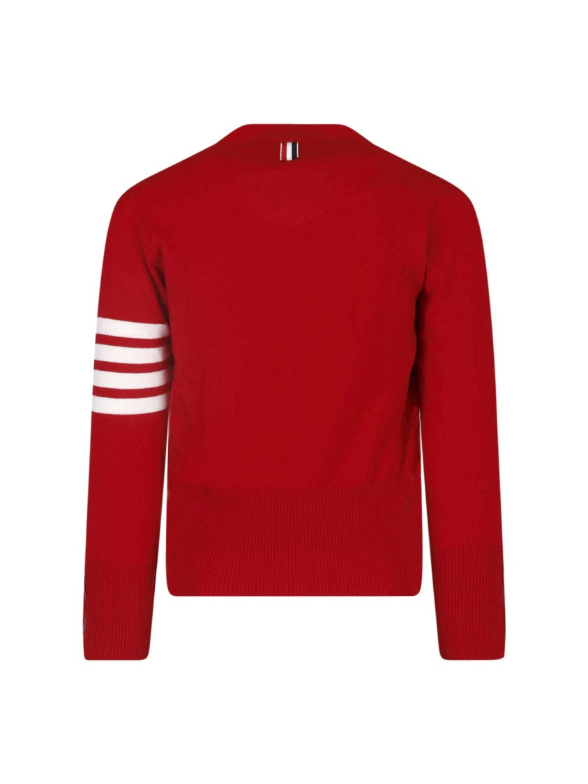 Thom Browne Red 4-Bar Cashmere Cardigan