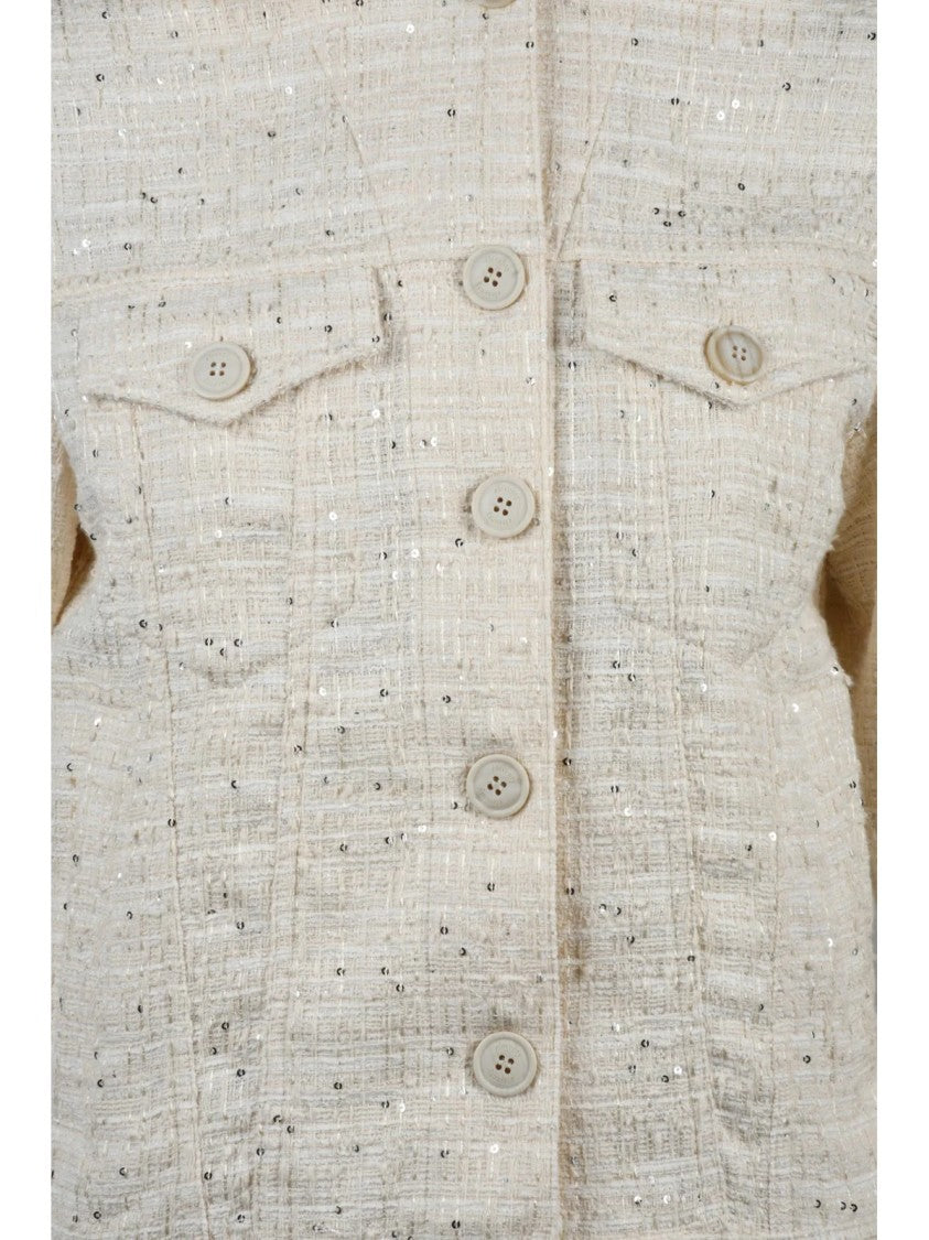 Eleventy White Cotton Bouclé Short Jacket