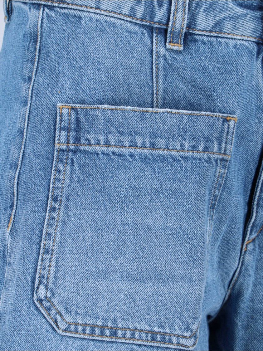 Seafarer Light Blue Denim Janet Shorts With Straight Leg Design