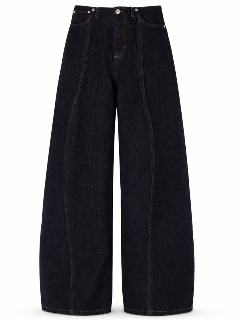 Sportmax Voluminous Wide-Leg Cotton Denim Pants