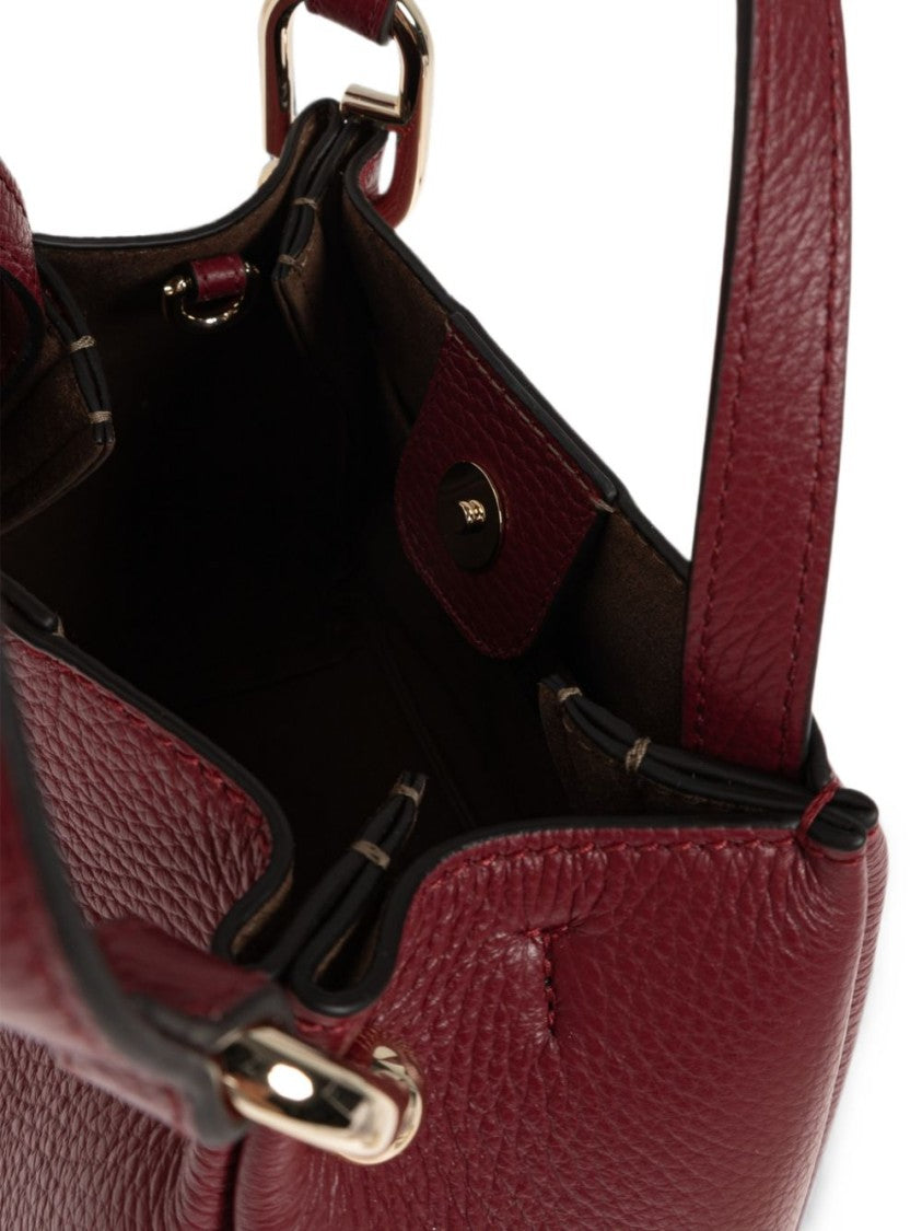 Furla Deep Red Structured Pebbled Leather Handbag