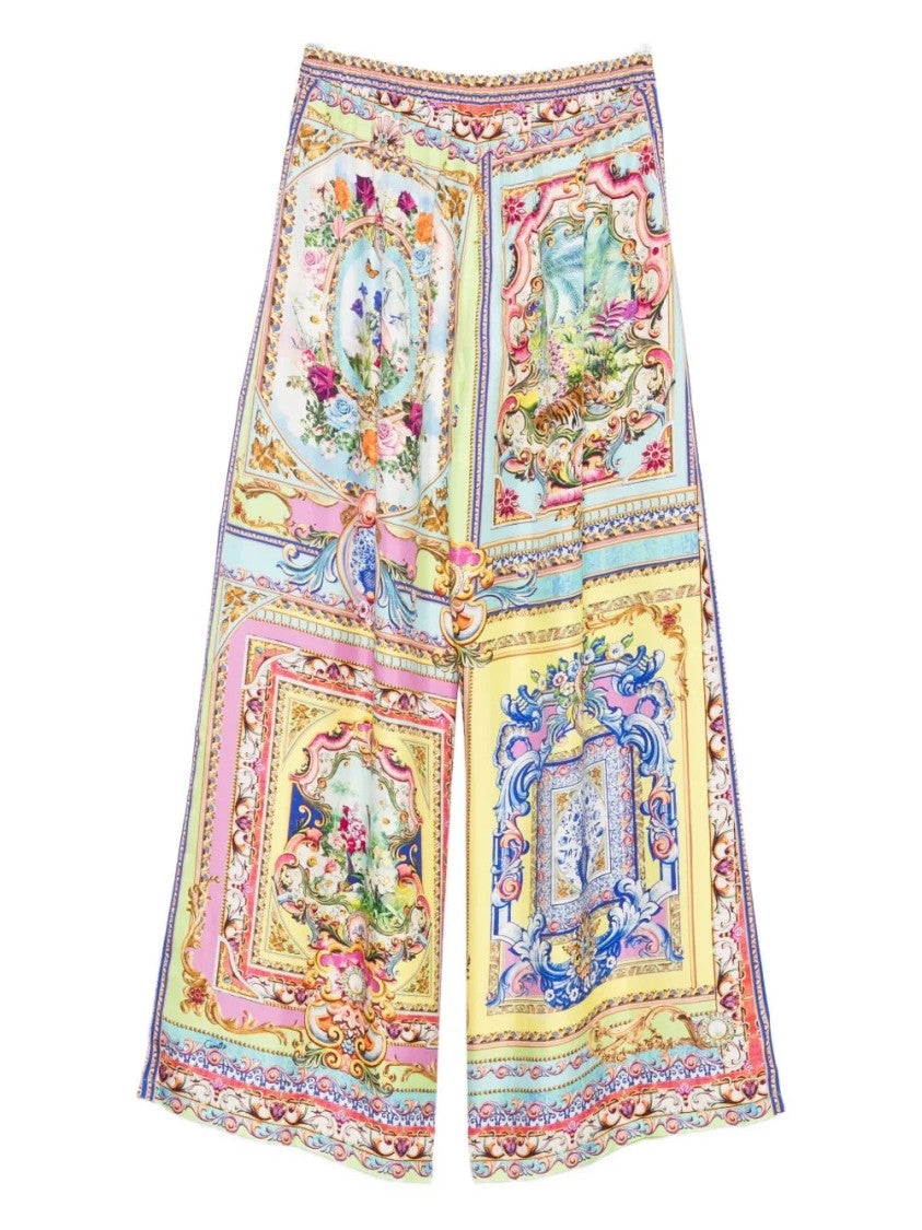 Camilla Floral-Panelled Silk Trousers