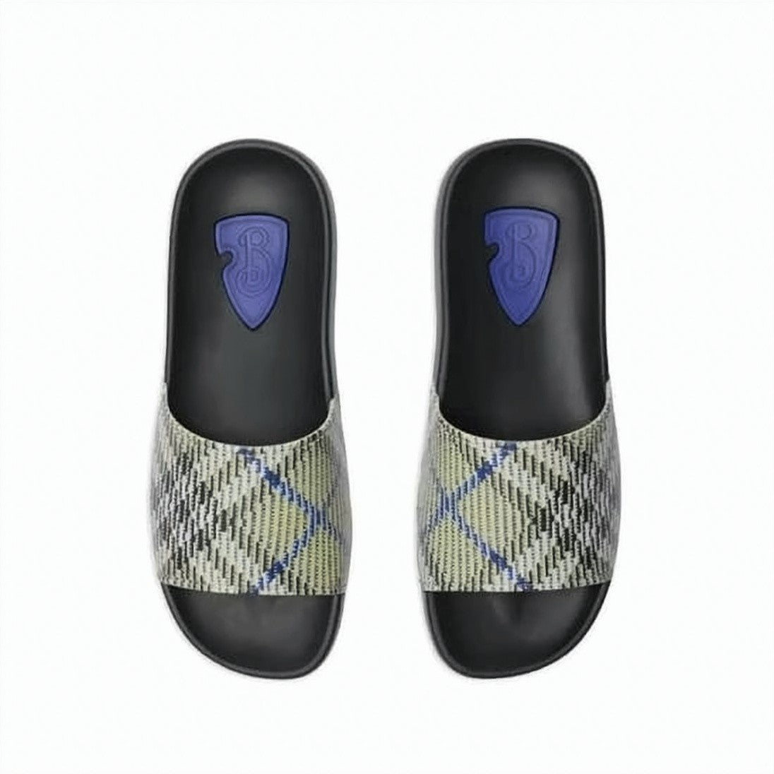 Burberry Classic Check Slide Sandals With Textured Plaid Upper