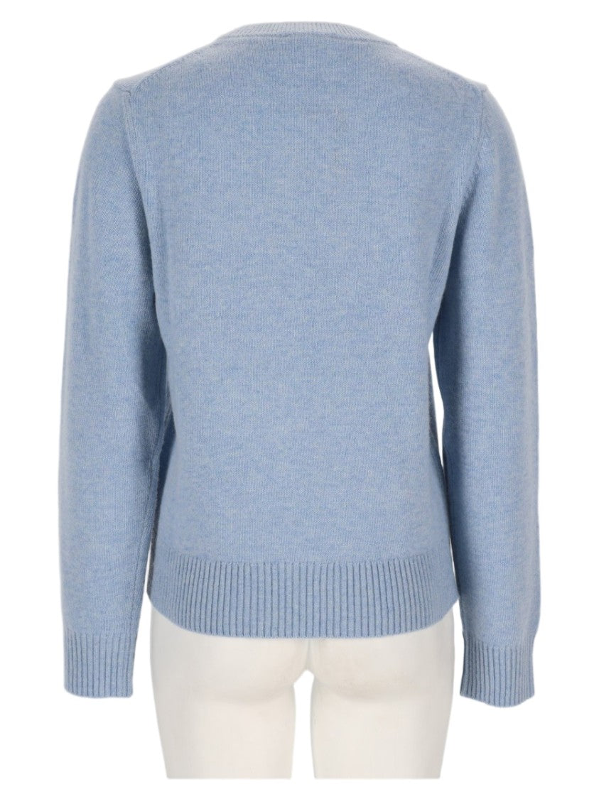 Ganni Light Blue Knit Sweater With Mermaid Graphic